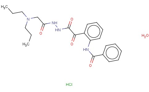 BENZENEACETIC ACID, 2-(BENZOYLAMINO)-ALPHA-OXO-, 2-((DIPROPYLAMINO)ACE TYL)HYDRAZIDE, HCL, H2O